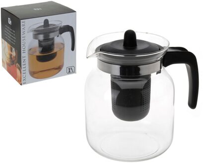 2x stuks voordelige glazen theepot van 1,5 liter met thee infuser