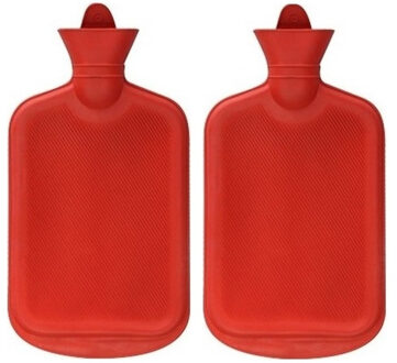 2x Stuks warmwater kruik rood 2 liter - warmwaterkruik