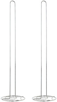 2x stuks wc/toiletrol houders staand zilver met bloemetjespatroon 55 cm