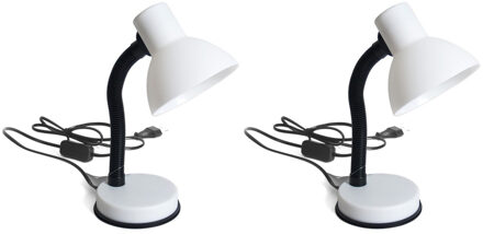 2x stuks witte leeslampen/bureaulampen 16 x 12 x 30 cm