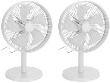 2x stuks witte luxe tafel ventilatoren 55 cm - Ventilatoren