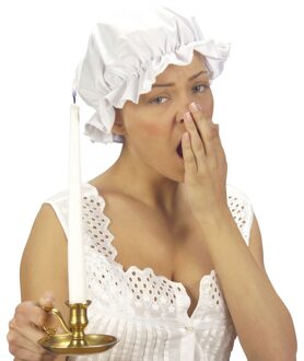 2x stuks witte slaapmuts/boerinnenkap voor dames