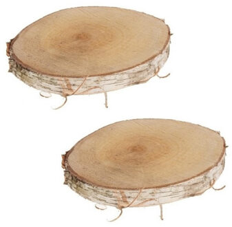 2x stuks woondecoratie Berken houten boomschijf 30 x 3,5 cm - Woondecoratie/woonaccessoires - boomschijven