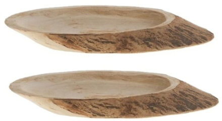2x stuks woondecoratie ovale boomschijven van hout 31 cm - Boomschijven