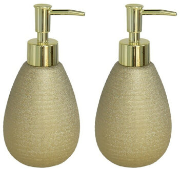 2x stuks zeeppompje/dispenser goud glanzend polystone 8 x 17 cm - Zeeppompjes Goudkleurig