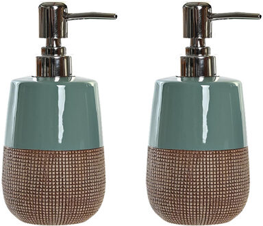 2x stuks zeeppompje/dispenser polystone mintgroen 16 cm