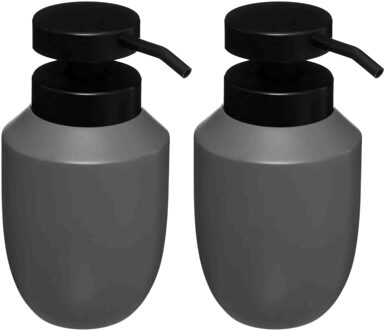 2x Stuks Zeeppompjes/zeepdispensers van kunststeen - grijs - 320 ml - Zeeppompjes