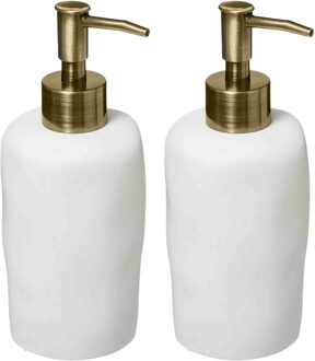 2x Stuks Zeeppompjes/zeepdispensers van kunststeen - wit - 300 ml - Zeeppompjes