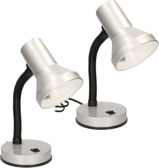 2x stuks zilveren bureaulampen/tafellampen 13 x 10 x 30 cm