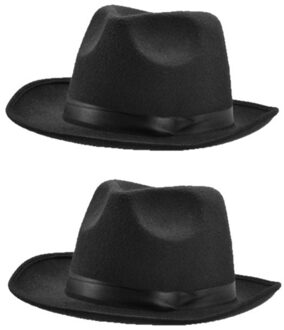 2x stuks zwarte Fedora verkleed hoed voor volwassenen - Ook o.a geschikt voor Halloween Freddy Krueger, Al Capone, Gangsters
