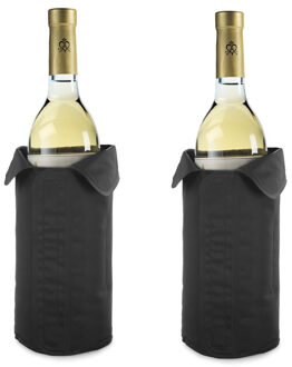 2x stuks zwarte flessenkoelers koelhoes zwart voor flessen 32 x 23 cm - Koelelementen