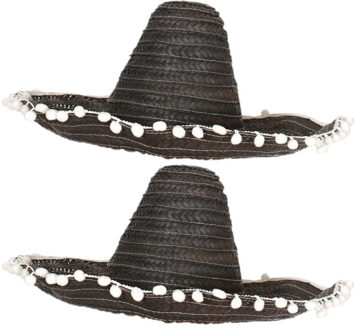 2x stuks zwarte sombrero/Mexicaanse hoed 45 cm voor volwassenen