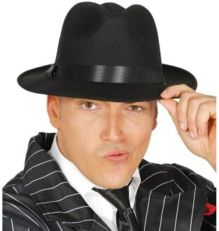 2x stuks zwarte trilby hoed/gleufhoed - Gangster/Maffia thema verkleedkleding voor volwassenen