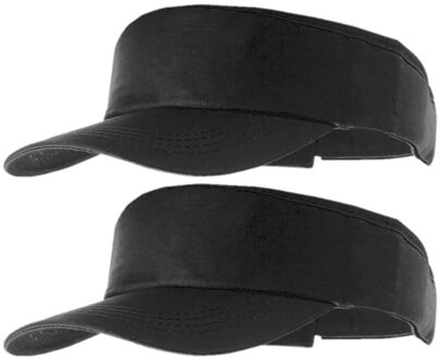 2x stuks zwarte zonneklep pet voor volwassenen