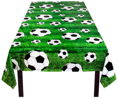 2x Tafelkleed/tafellaken voetbal thema plastic 120 x 180 cm - Feesttafelkleden Multikleur