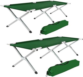 2x tectake veldbed - 2 stuks xl veldbed 190 cm - groen - 401999