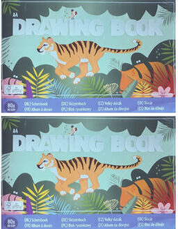 2x Tekenboeken A4 papier met tekenpapier