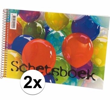 2x Tekeningen/tekenpapier boek wit A4 - Schetsboeken