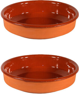 2x Terracotta tapas borden/schalen 18 cm - Snack en tapasschalen Bruin