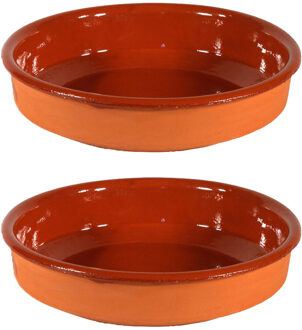 2x Terracotta tapas borden/schalen 26 cm - Snack en tapasschalen Bruin