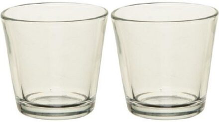 2x Theelichthouders/waxinelichthouders transparant 7 cm
