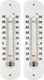 2x Thermometers wit voor binnen en buiten - Weermeters en buitenthermometers