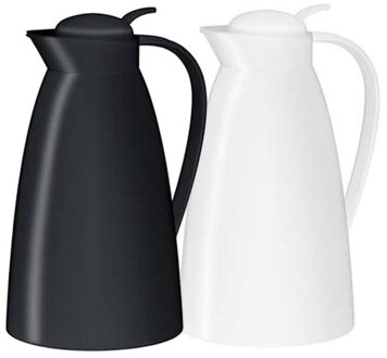 2x Thermoskan/isoleerkan zwart en wit 1 liter