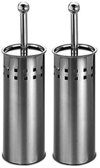 2x Toiletborstel houders RVS 38 cm - Toiletborstelhouders/wc-borstelhouders voor toilet - Badkamer artikelen