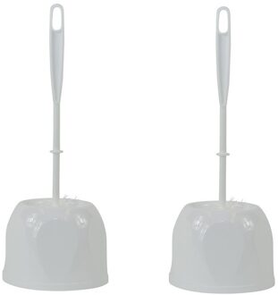 2x toiletborstel - wit - wc-borstel met houder 13 x 13 x 37,5 cm