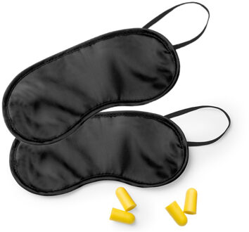 2x Travel set zwart maskers met oordoppen - Slaapmaskers