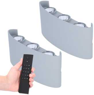 2x Tulsa LED Wandlamp - Dimbaar - Grijs - 6 Watt 280 lumen - 3000K warm wit - IP54 waterdicht - Up & Down light - Incl. dimmer met afstandsbediening