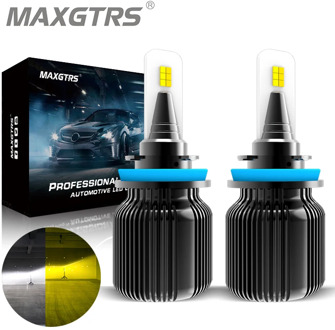 2x Two-Color LED Chip H1 H4 Hi/Low HB2 H7 H8 H11 9005 HB3 9006 HB4 Car Led Headlight Bulb Fog Light 6000k White/3000k Golden