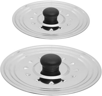2x Universele RVS spatdeksels/pannendeksels met stoomuitlaat 16/18/20 cm en 26/28/30 cm