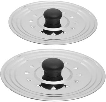 2x Universele RVS spatdeksels/pannendeksels - met stoomuitlaat - voor 16/18/20 cm en 22/24/26 cm