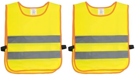 2x Veiligheidsvesten fluorescerend geel voor kinderen
