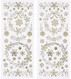 2x velletjes sneeuwvlokken stickervel met 29x gouden stickers - kerst decoraties