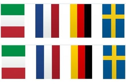 2x Vlaggenlijnen Europa 10 meter - Slingers - Europese landen versiering/decoratie