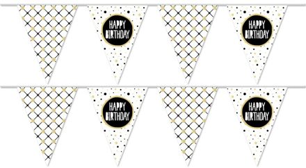 2x Vlaggenlijnen Happy Birthday feest slingers metallic 10 meter - Verjaardags party decoratie