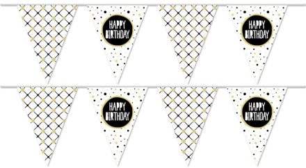 2x Vlaggenlijnen Happy Birthday metallic feest slinger 10 meter Multi
