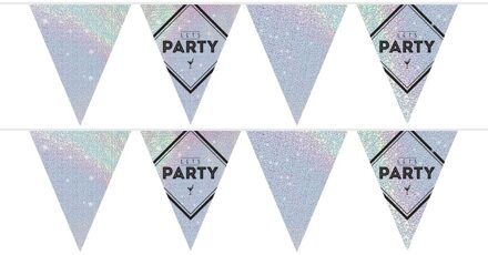 2x Vlaggenlijnen Lets party feest slingers holografisch 10 meter - Disco/glitter party decoratie