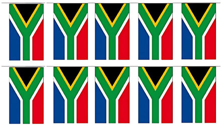 2x Vlaggenlijnen Zuid-Afrika - Zuid-Afrikaanse vlag - Landen thema feestversiering/decoratie