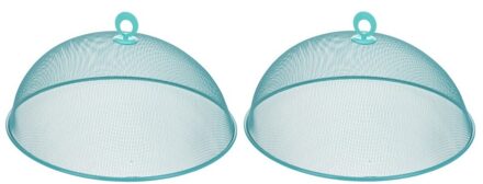 2x Vliegenkappen aqua groen voor voedsel 35 cm