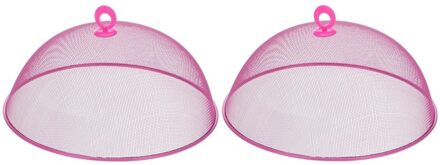 2x Vliegenkappen roze voor voedsel 35 cm