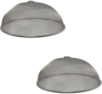 2x Vliegenkappen zilver voor voedsel 35 cm voedselkap