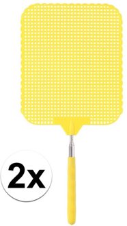 2x Vliegenmepper geel uitschuifbaar 76 cm - Vliegenmeppers - Ongediertebestrijding