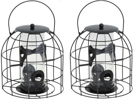 2x Vogel Voederkooi Voor In De Tuin Kleine Vogels 18 Cm - Vogelvoederhuisjes Multikleur