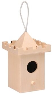 2x Vogelhuisje kasteeltoren 8 cm