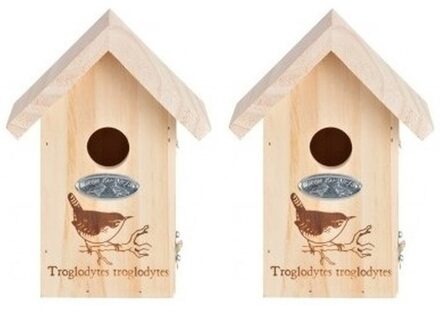 2x Vogelhuisjes Met Vogel Silhouet 19,5 X 9,5 Cm - Vogelhuisjes Multikleur