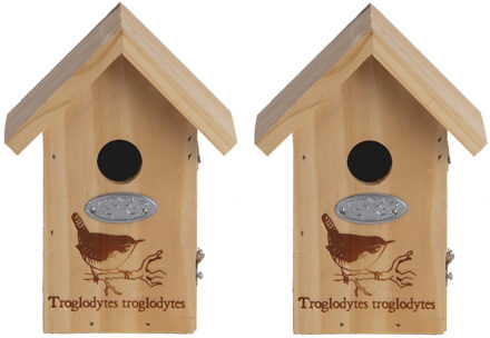 2x Vogelhuisjes/nestkastjes winterkoning silhouet 19 cm