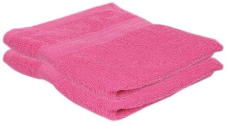 2x Voordelige handdoek fuchsia roze 50 x 100 cm 420 grams - Badkamer textiel badhanddoeken